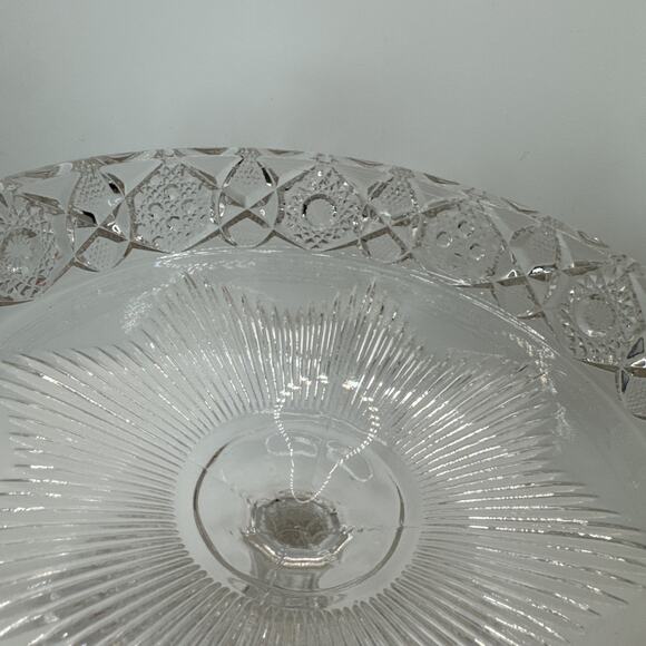 VTG Indiana Pink Cut Glass Diamond Point Pedestal Compote Candy Dish dish - Picture 10 of 10
